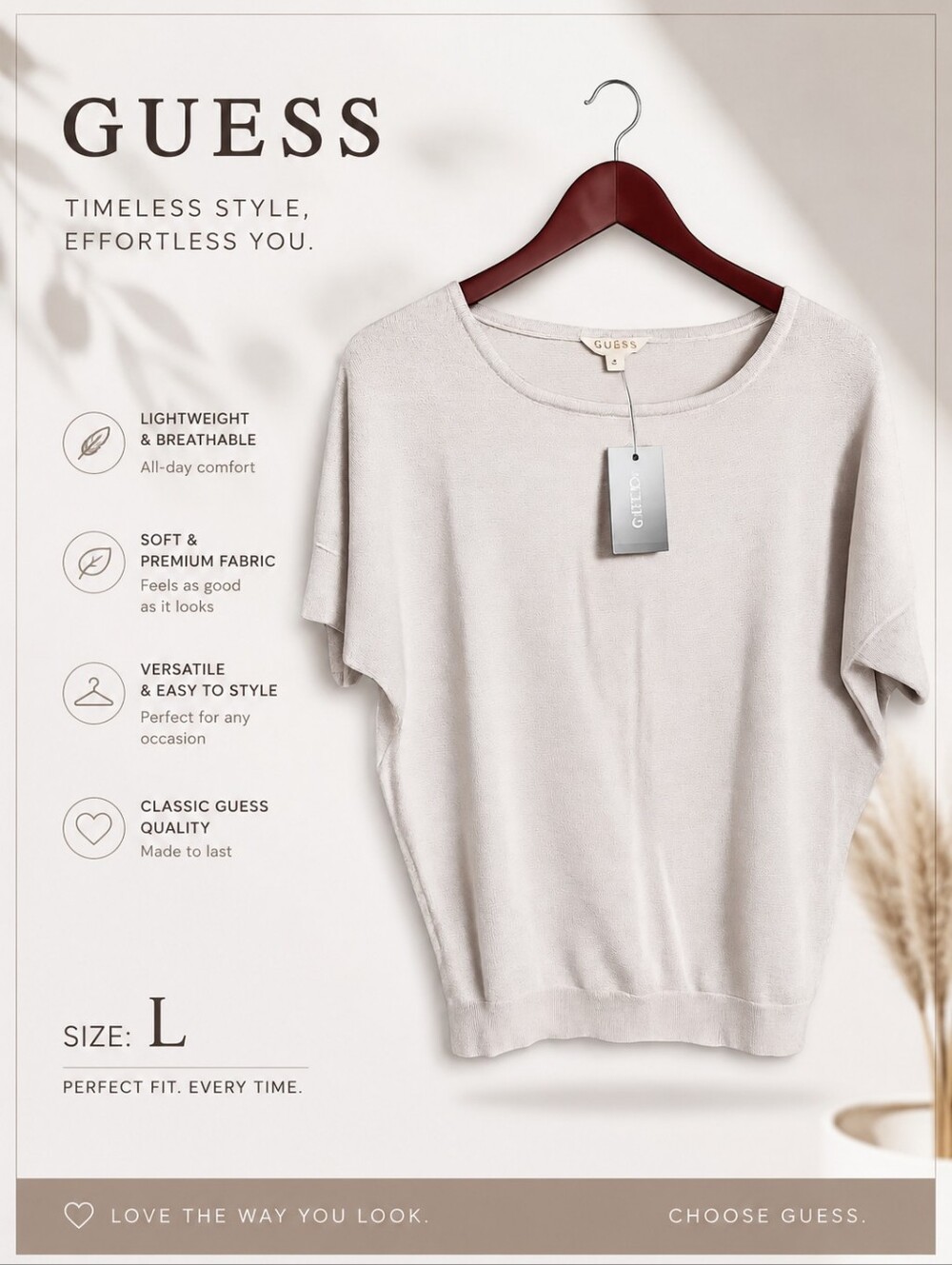 GUESS Silver Short-Sleeve Knit Top